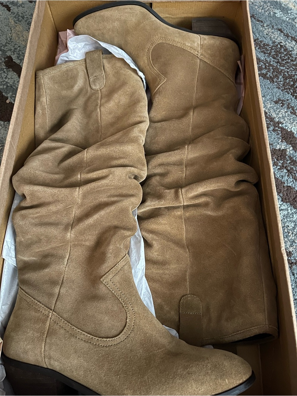 Anthropologie Tan Tall Scrunch Knee-High Boots